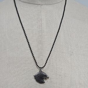 Vintage Black and Silver Eagle Pendant Necklace